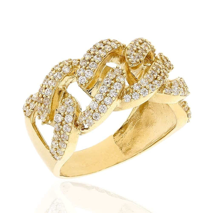 1.60CTW CZ 14K Yellow Gold Cuban Men's Ring