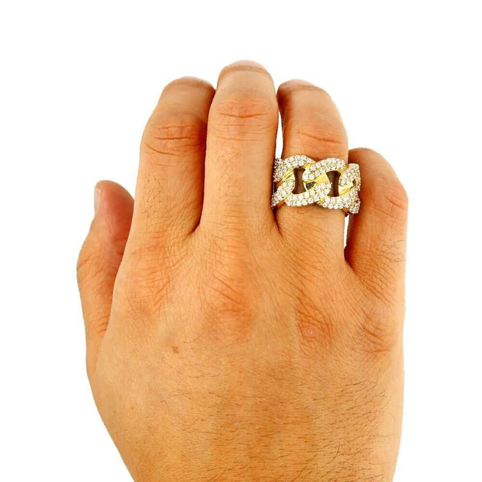 14K Yellow Gold CZ Cuban Men's Ring