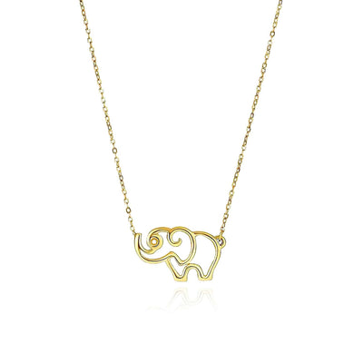 14K Yellow Gold Open Elephant Necklace (Hollow) 17" - WJD Exclusives