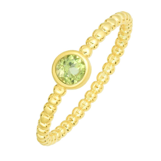 14K Gold 0.25CT Peridot Popcorn Band Ring