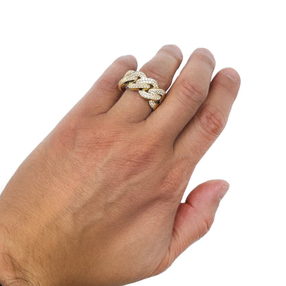 14k Gold Yellow CZ Cuban Men's Ring