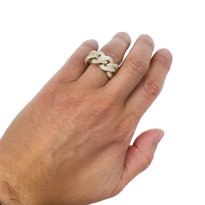 14K Yellow Gold CZ Cuban Men's Ring