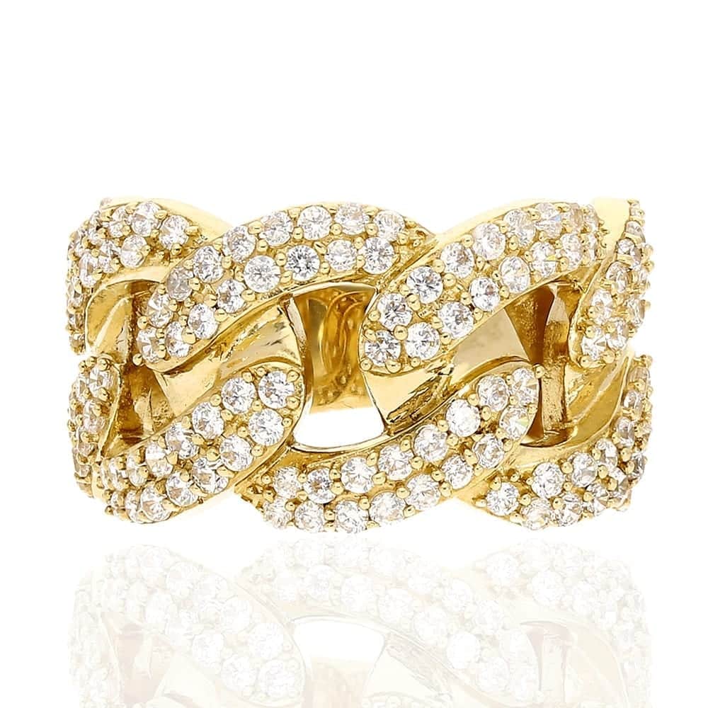 14k Gold Yellow CZ Cuban Men's Ring