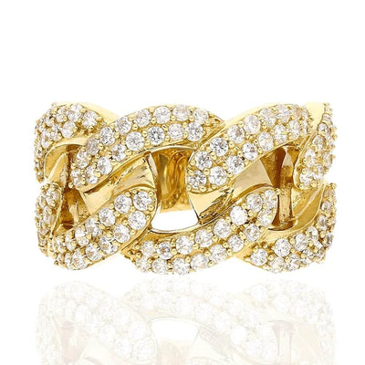14K Yellow Gold CZ Cuban Men's Ring