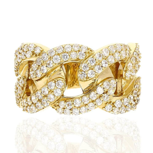 14k Gold Yellow CZ Cuban Men's Ring