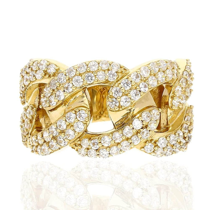 14K Yellow Gold CZ Cuban Men's Ring