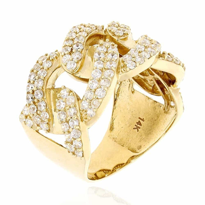 14K Yellow Gold CZ Cuban Men's Ring