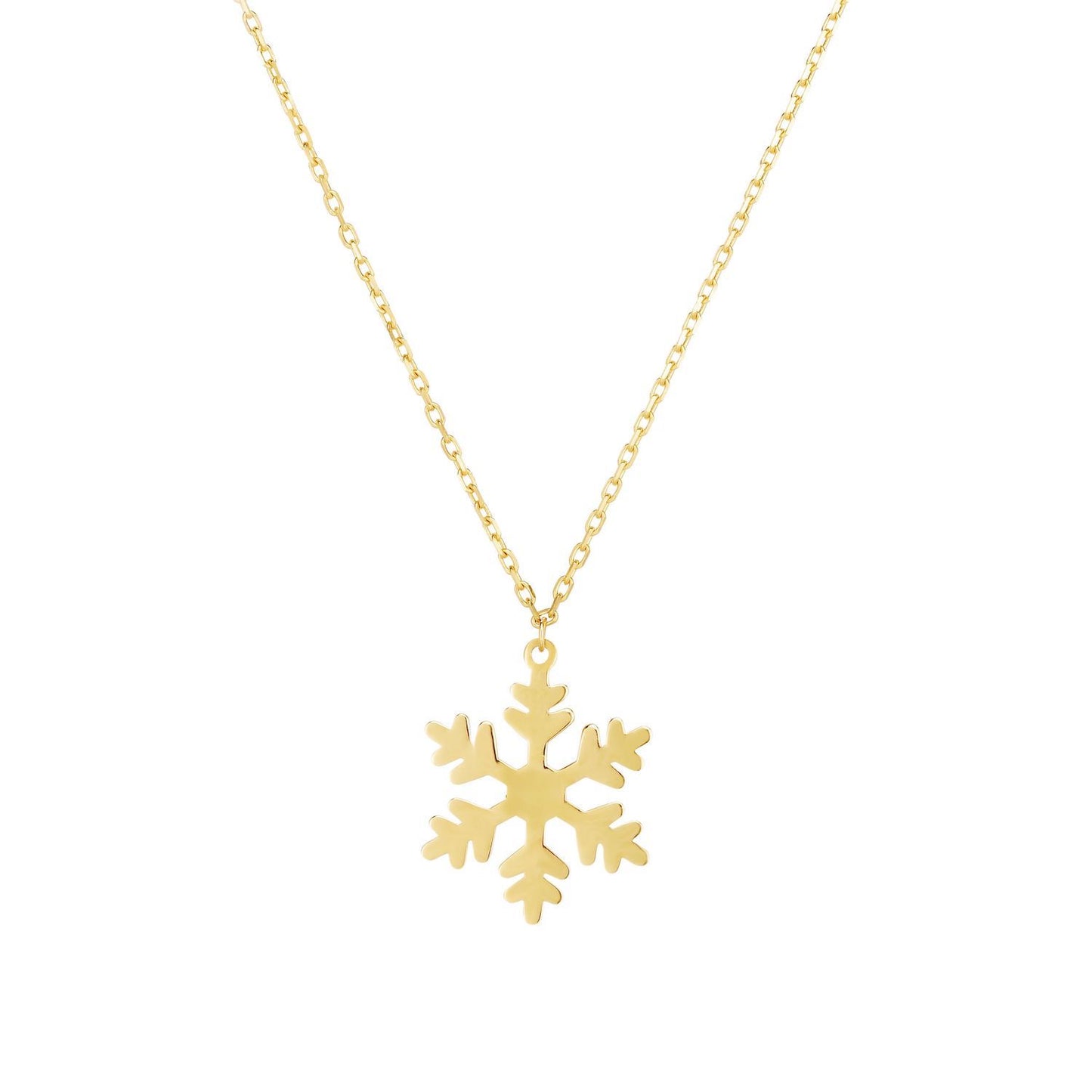 14K Gold Snowflake Pendant Necklace 14"-18" Adjustable
