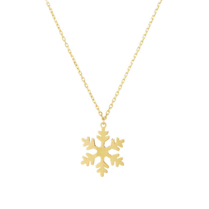 14K Gold Snowflake Pendant Necklace 14"-18" Adjustable