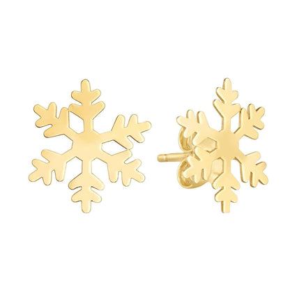 14K Gold Snowflake Stud Earrings