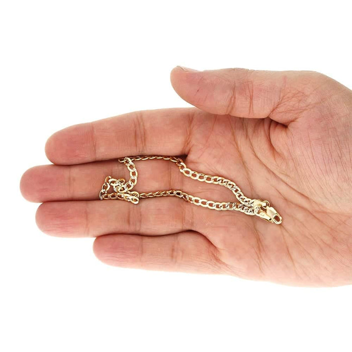 10K Yellow Gold 3.5mm Diamond-Cut Cuban Curb Anklet (Hollow) 10"