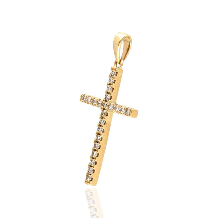 Natural Diamond 14K Gold Cross Pendant 0.9" - 1.3" - WJD Exclusives