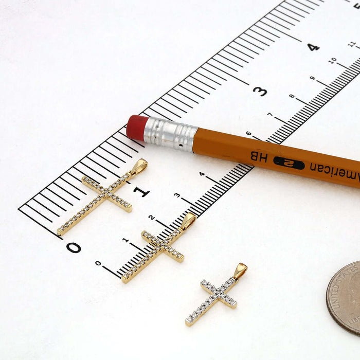 Natural Diamond 14K Gold Cross Pendant 0.9" - 1.3" - WJD Exclusives