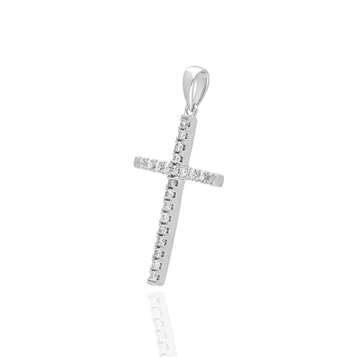 0.17CTW - 0.26CTW Natural Diamond 14K White Gold Cross Pendant 0.9" - 1.3" - WJD Exclusives