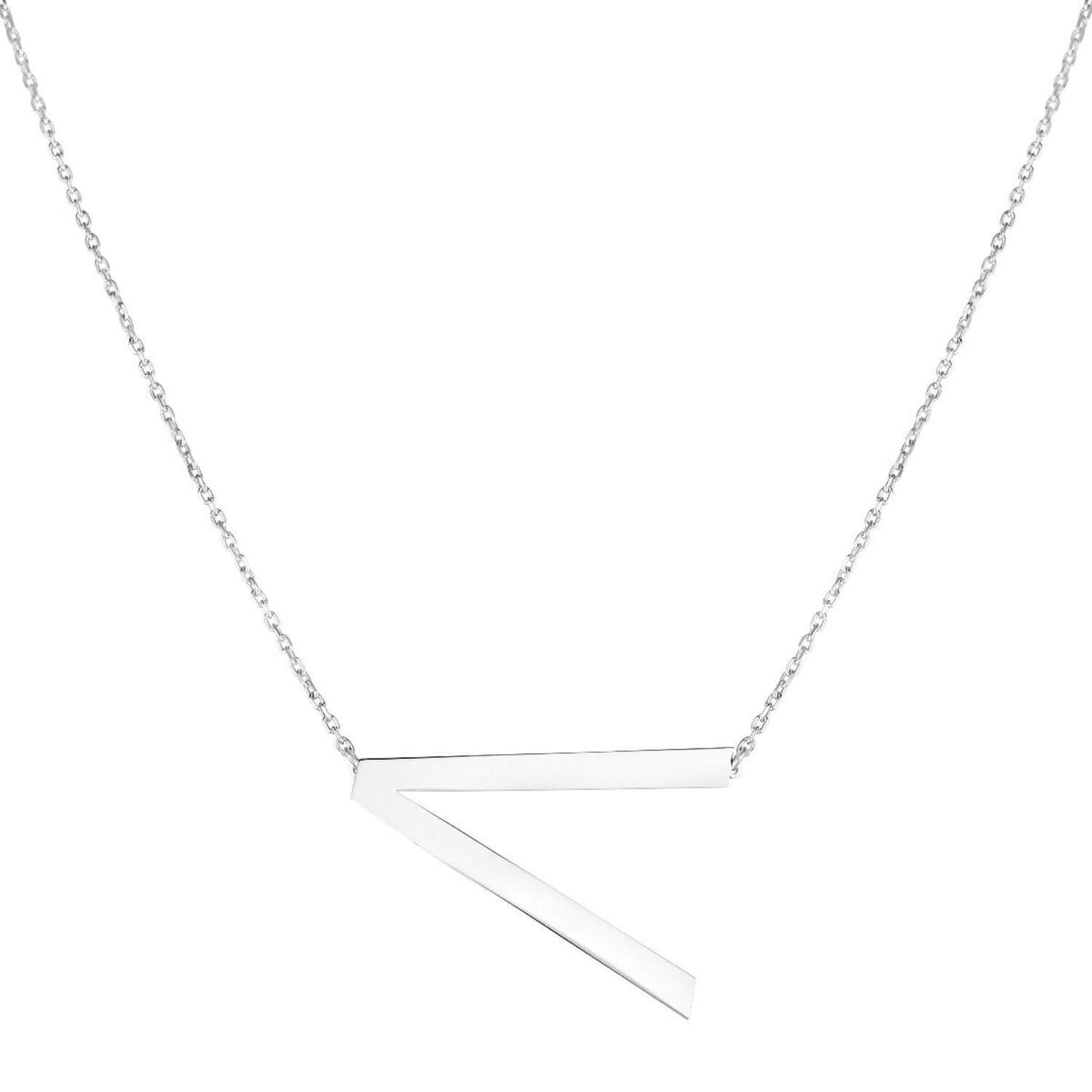 Sterling Silver Sideways Initials Letter Pendant Necklace 16"-18" Adj. 1.5"