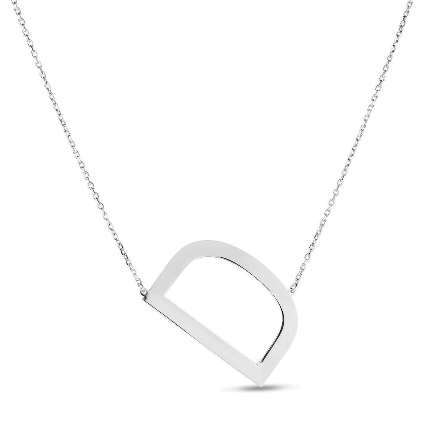 Sterling Silver Sideways Initials Letter Pendant Necklace 16"-18" Adj. 1.5"