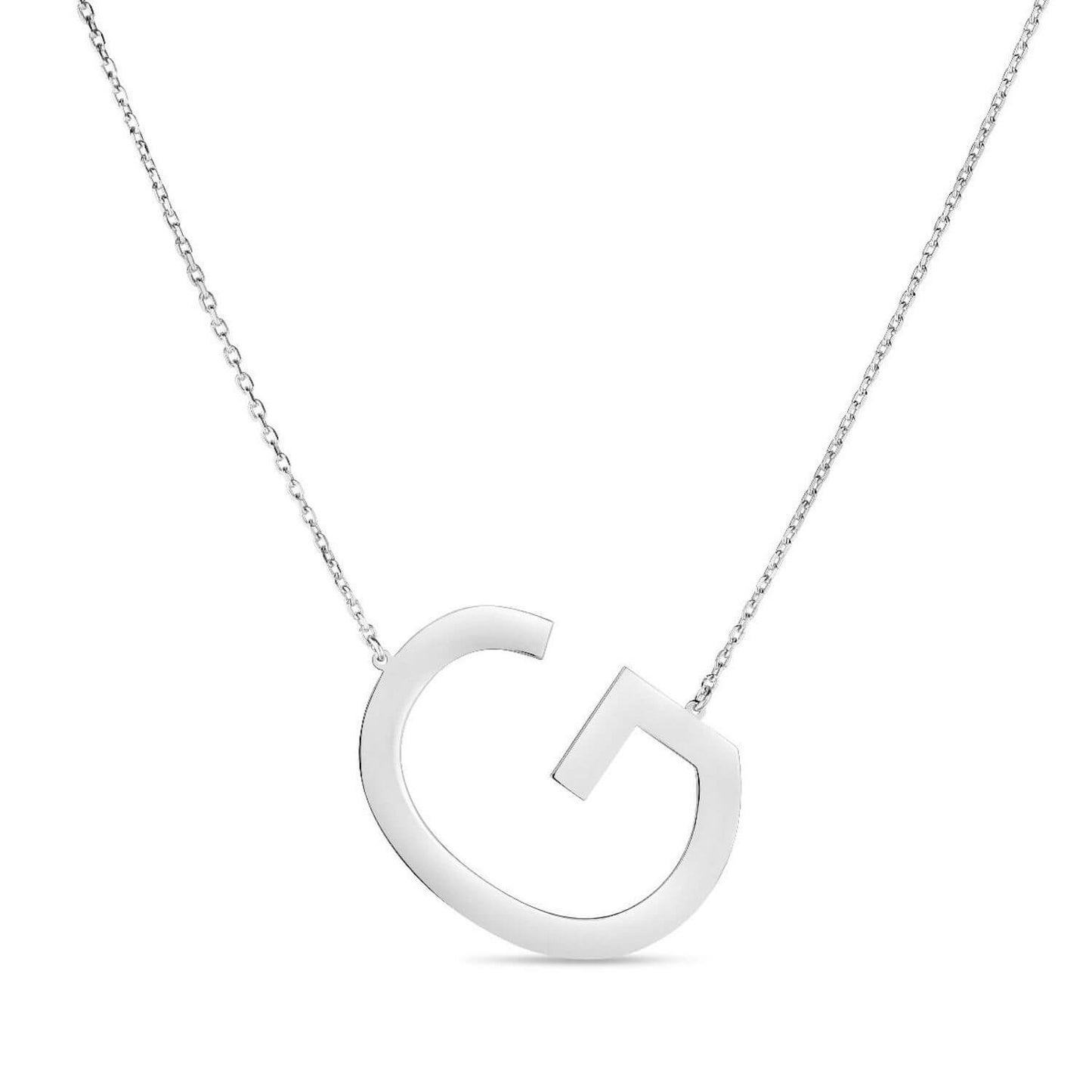 Sterling Silver Sideways Initials Letter Pendant Necklace 16"-18" Adj. 1.5"