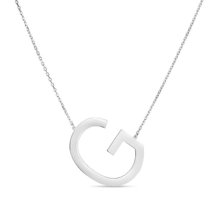 Sterling Silver Sideways Initials Letter Pendant Necklace 16"-18" Adj. 1.5"