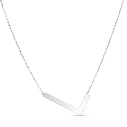 Sterling Silver Sideways Initials Letter Pendant Necklace 16"-18" Adj. 1.5"