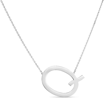 Sterling Silver Sideways Initials Letter Pendant Necklace 16"-18" Adj. 1.5"