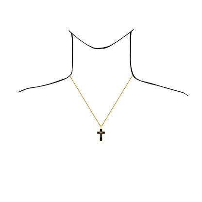 14K Gold Black Cross Pendant 1.6"