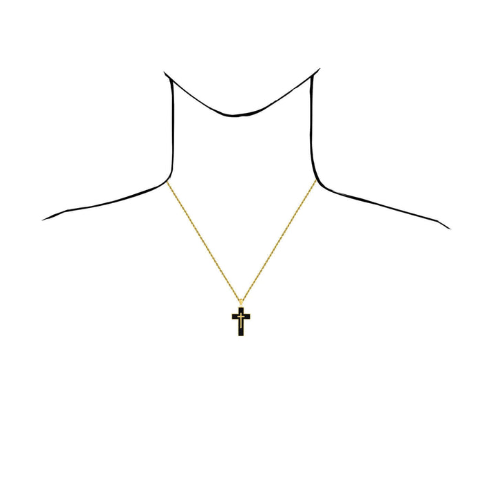 14K Gold Black Cross Pendant 1.6" - WJD Exclusives