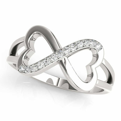 0.15CTW Natural Diamond 14K Gold White Infinity Heart Ring - WJD Exclusives