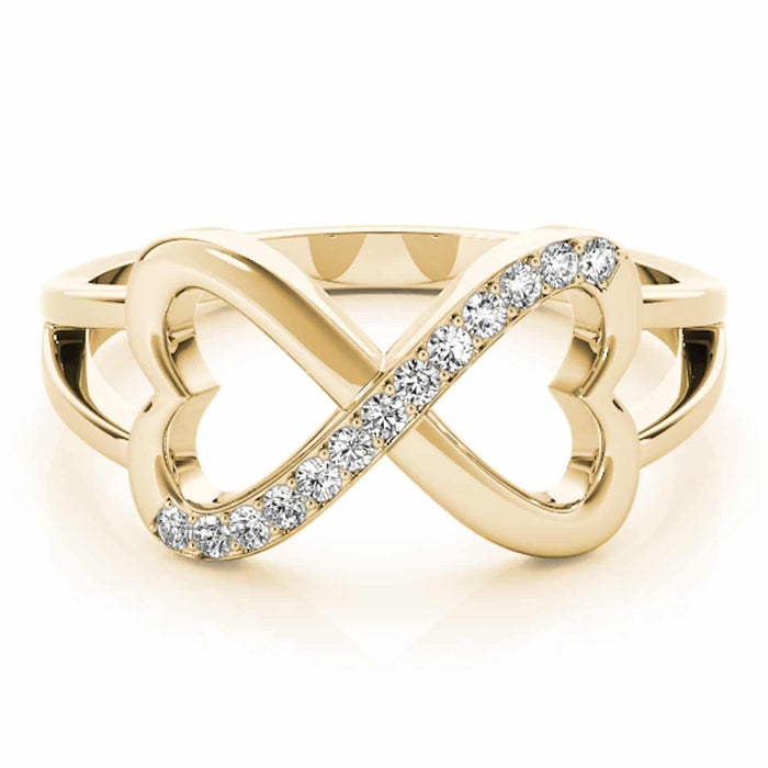 0.15CTW Natural Diamond 14K Yellow Gold Infinity Heart Ring - WJD Exclusives