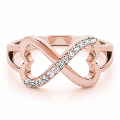 0.15CTW Natural Diamond 14K Rose Gold Infinity Heart Ring
