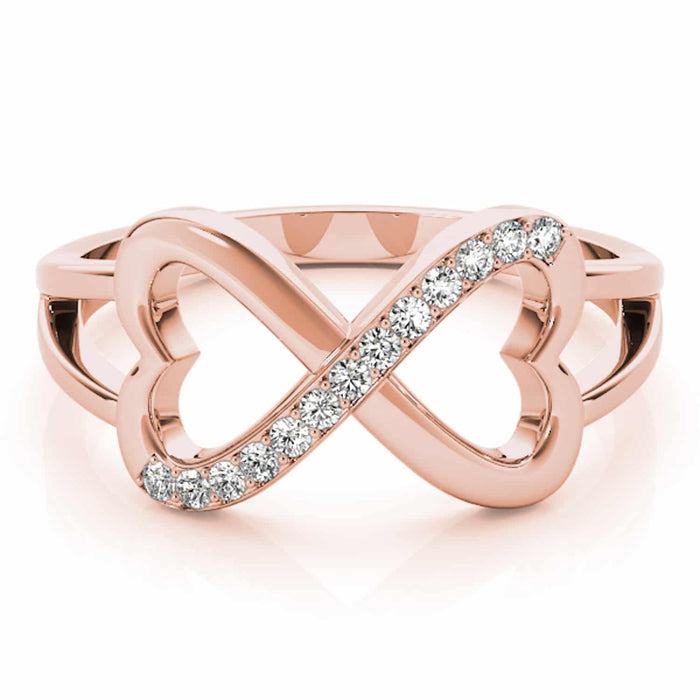 0.15CTW Natural Diamond 14K Rose Gold Infinity Heart Ring - WJD Exclusives