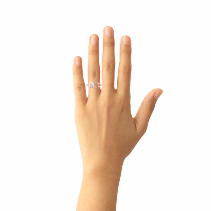 0.15CTW Natural Diamond 14K Rose Gold Infinity Heart Ring - WJD Exclusives