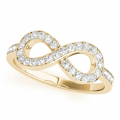 0.40CTW Natural Diamond 14K Yellow Gold Infinity Ring