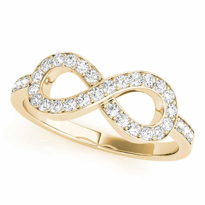 0.40CTW Natural Diamond 14K Yellow Gold Infinity Ring - WJD Exclusives