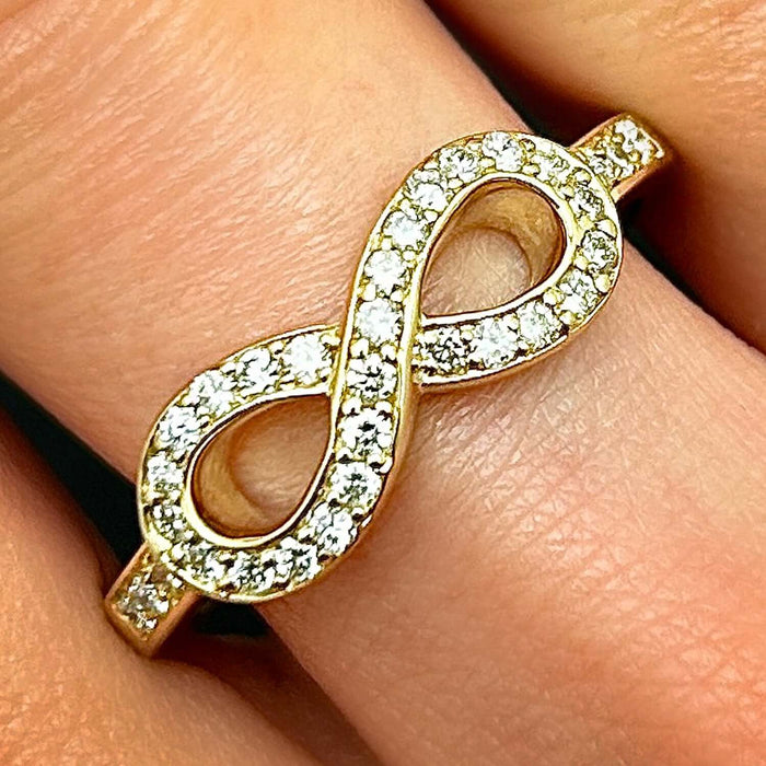 0.40CTW Natural Diamond 14K Yellow Gold Infinity Ring - WJD Exclusives