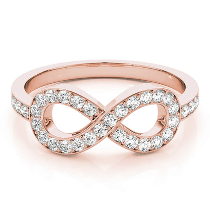 0.40CTW Natural Diamond 14K Rose Gold Infinity Ring