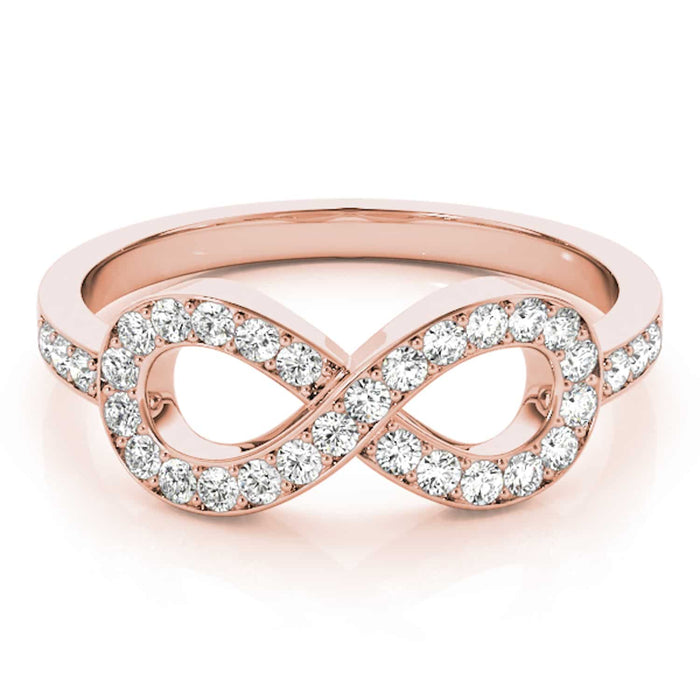0.40CTW Natural Diamond 14K Rose Gold Infinity Ring - WJD Exclusives