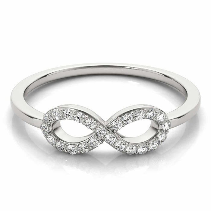 0.12CTW Natural Diamond 14K Gold White Infinity Ring - WJD Exclusives