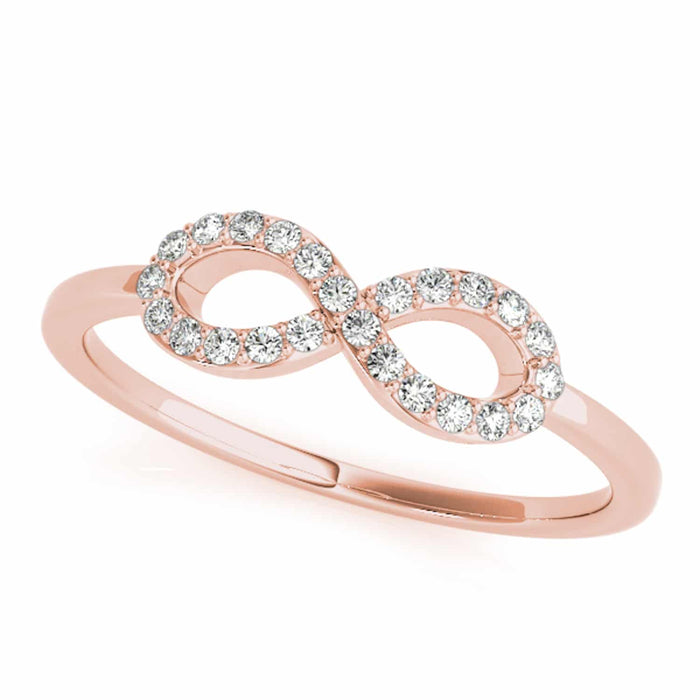 0.12CTW Natural Diamond 14K Rose Gold Infinity Ring - WJD Exclusives