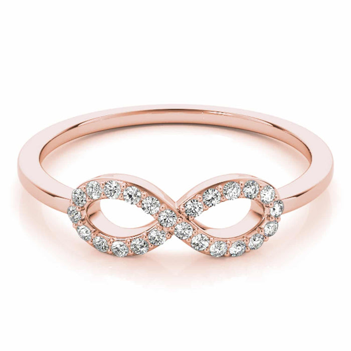 0.12CTW Natural Diamond 14K Rose Gold Infinity Ring - WJD Exclusives