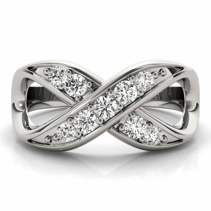 0.25CTW Natural Diamond 14K Gold White Infinity Twist Ring - WJD Exclusives