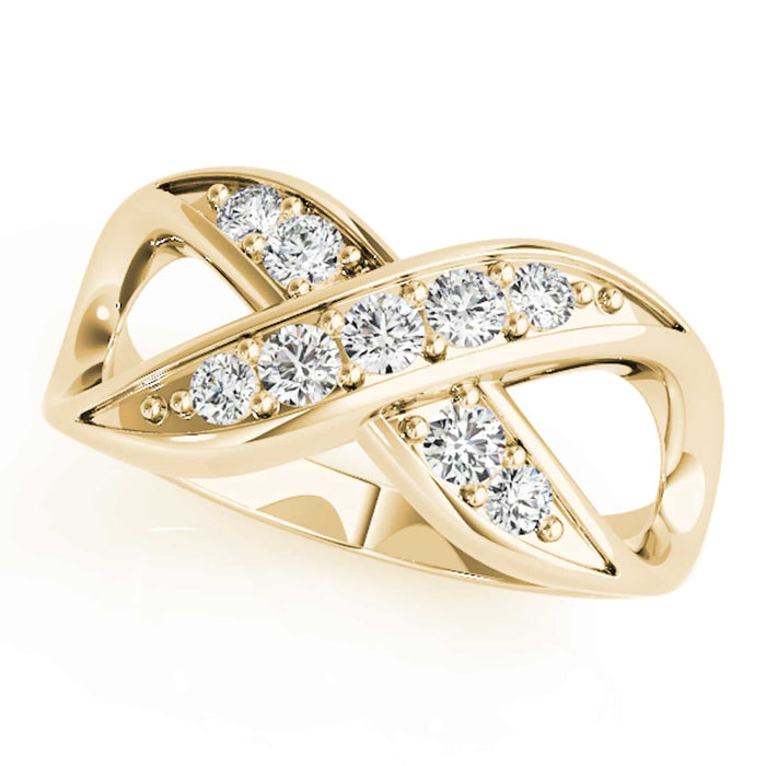 0.25CTW Natural Diamond 14K Yellow Gold Infinity Twist Ring - WJD Exclusives