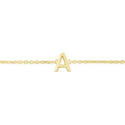 14K Gold Yellow Letter Initials Bracelet 6.5"-7" Adjustable
