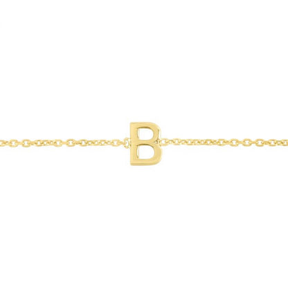 14K Gold Yellow Letter Initials Bracelet 6.5"-7" Adjustable