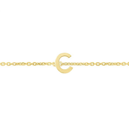 14K Gold Yellow Letter Initials Bracelet 6.5"-7" Adjustable