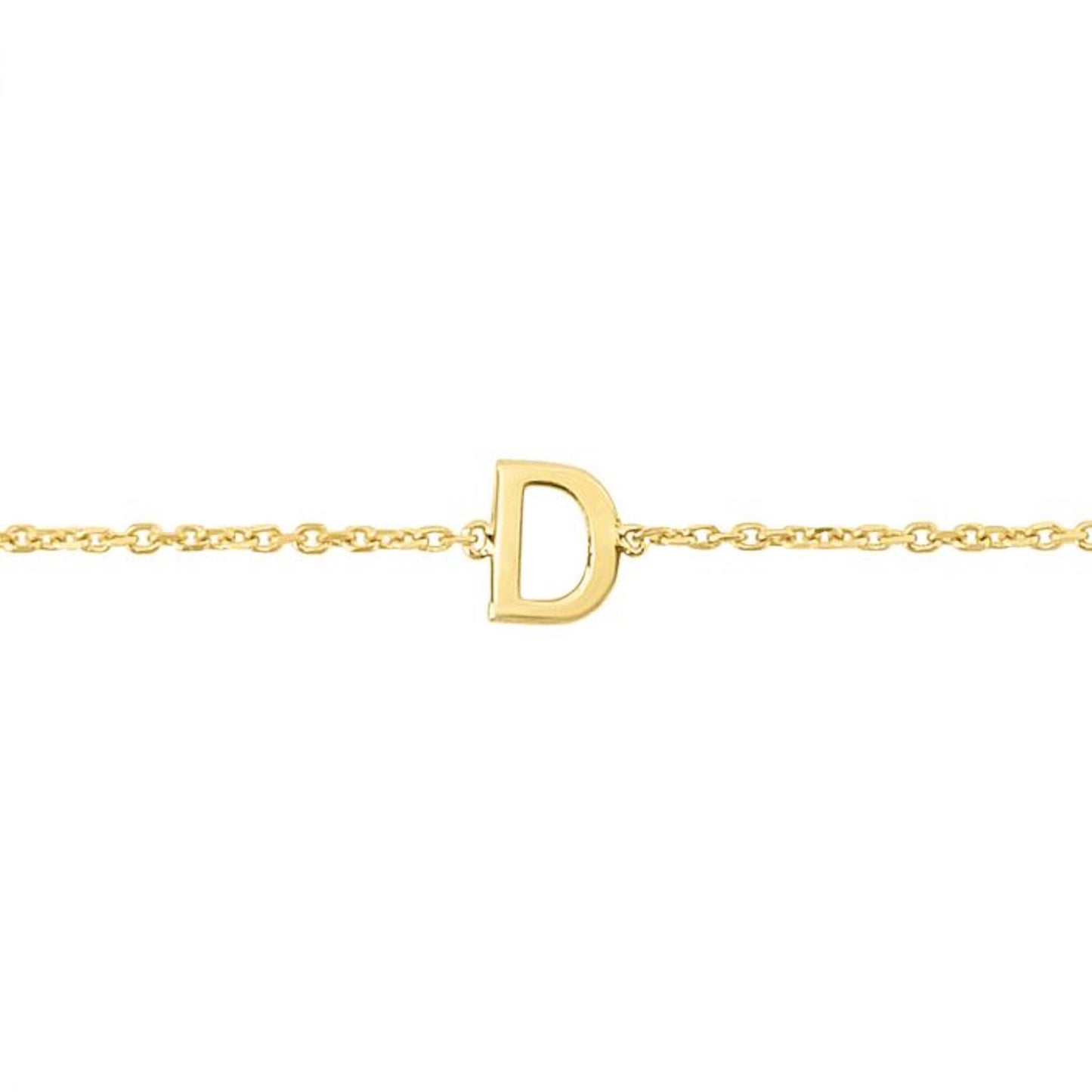 14K Gold Yellow Letter Initials Bracelet 6.5"-7" Adjustable
