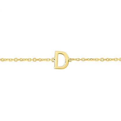 14K Gold Yellow Letter Initials Bracelet 6.5"-7" Adjustable