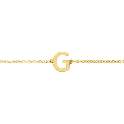 14K Gold Yellow Letter Initials Bracelet 6.5"-7" Adjustable