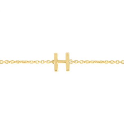 14K Gold Yellow Letter Initials Bracelet 6.5"-7" Adjustable