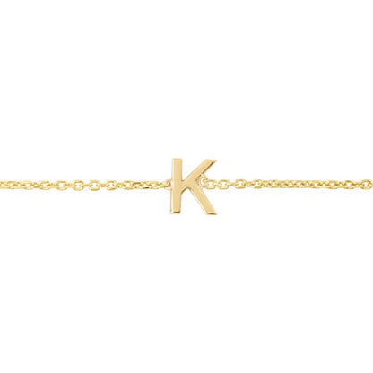 14K Gold Yellow Letter Initials Bracelet 6.5"-7" Adjustable