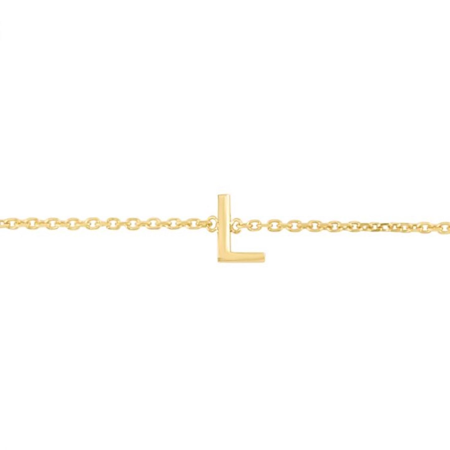 14K Gold Yellow Letter Initials Bracelet 6.5"-7" Adjustable
